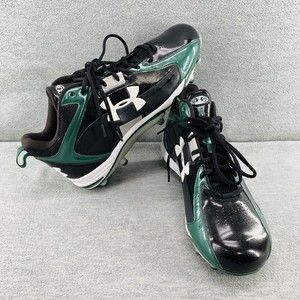 UNDER ARMOUR - Men's Size 14 Cleats Black & Green Football Shoes Heat Gear   B12